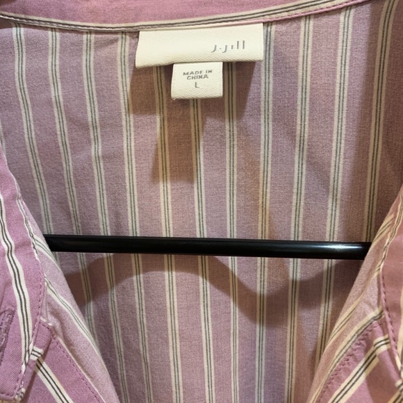 J Jill Lavender Stripe button down shirt large long sleeve armpit to armpit 22” - Picture 9 of 13